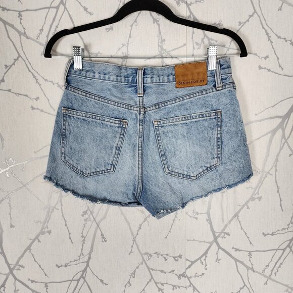 Denim Forum Medium Wash Organic Cotton Denim High Rise Yoko Shorts - Picture 4 of 7